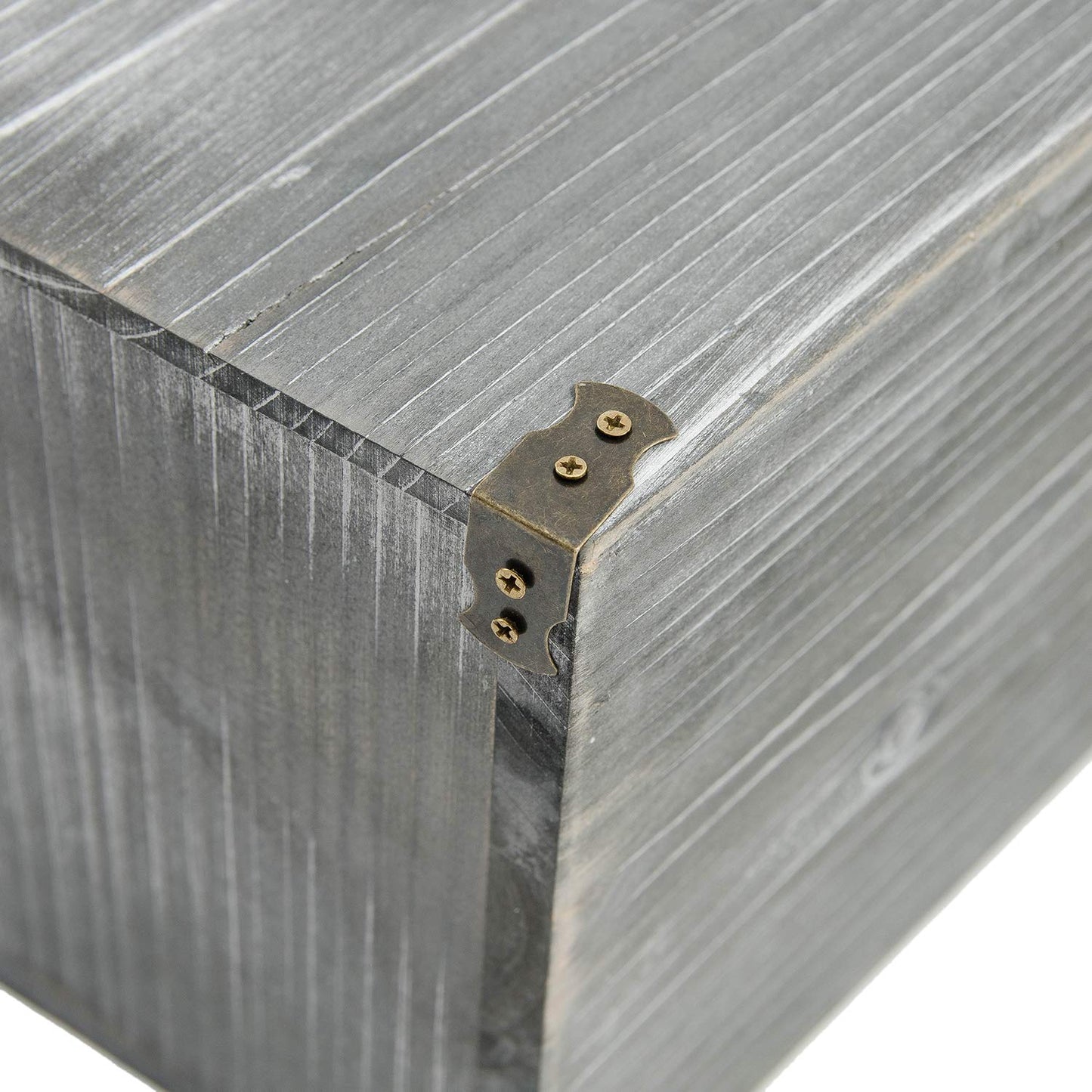 Grey Farmhouse Style Torched Wood Trash Can Waste Bin with Decorative Metal Brackets Trash Can for Bedroom,Living Room, Bathroom & Office (Gray)