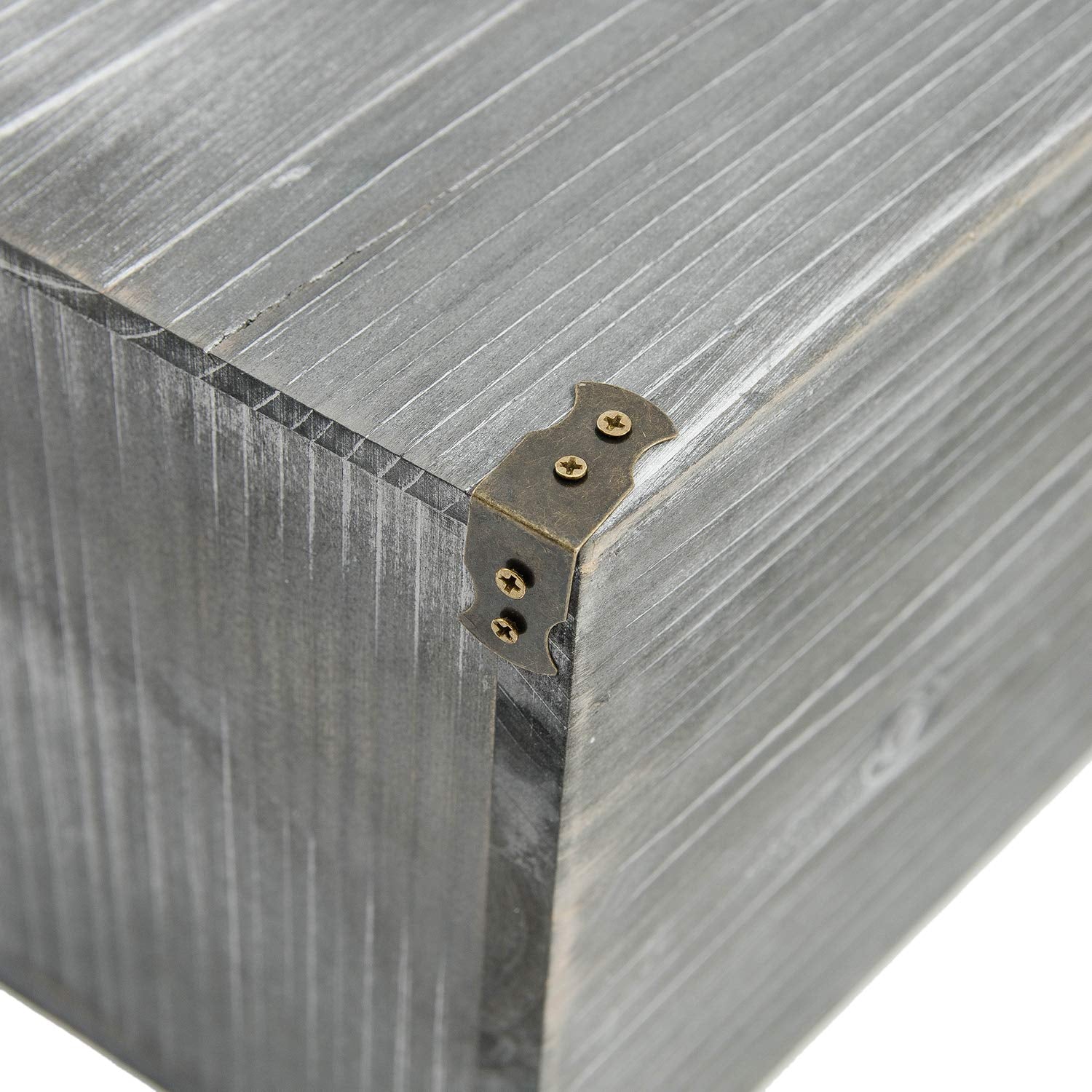 Grey Farmhouse Style Torched Wood Trash Can Waste Bin with Decorative Metal Brackets Trash Can for Bedroom,Living Room, Bathroom & Office (Gray)