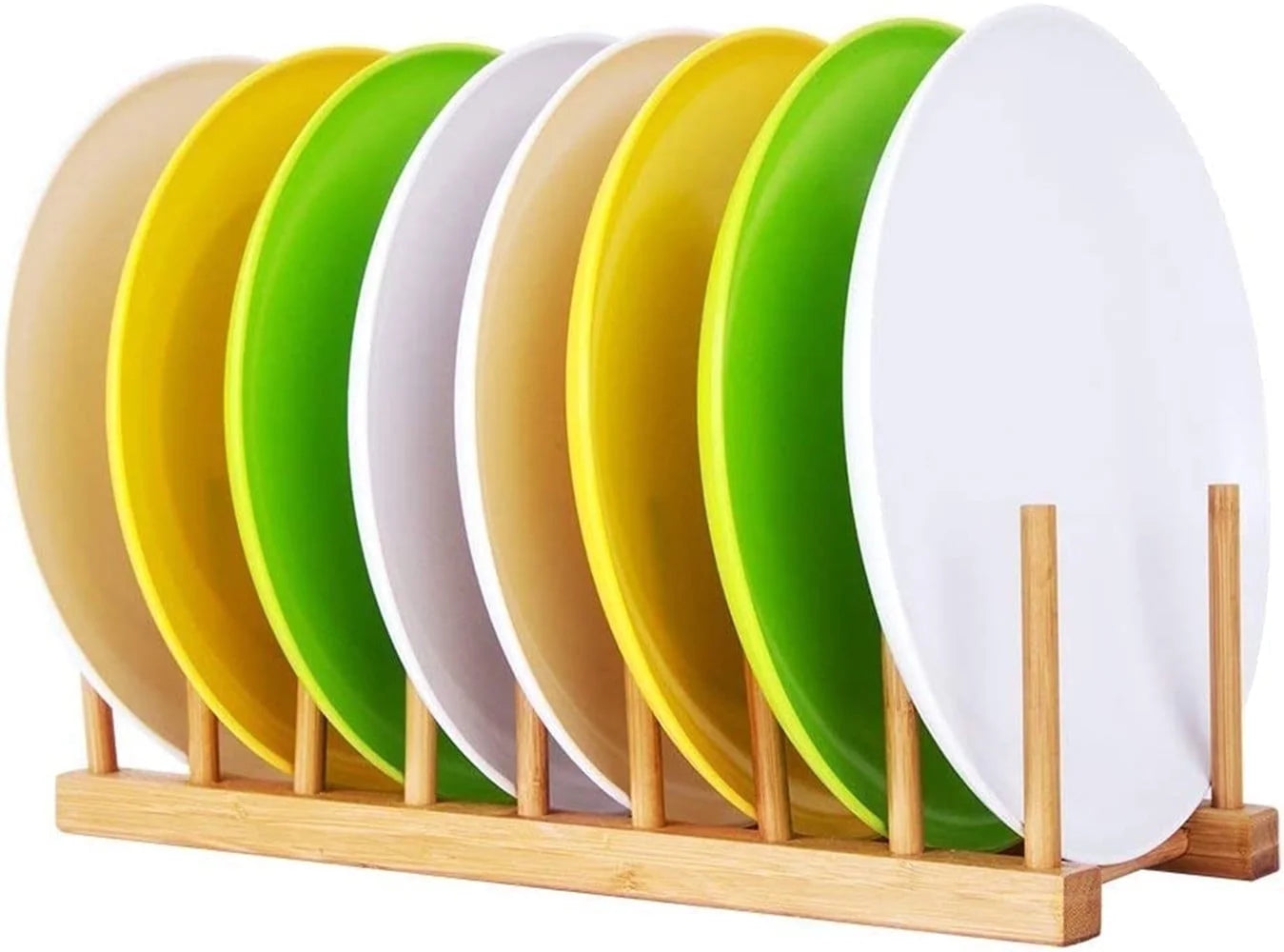 Premium Bamboo Dish Drying Rack - Dish Rack Kitchen Plate Holder-Wooden Dish Rack Plates Holder Compact Kitchen Storage Cabinet Organizer for Dish/Plate/Bowl/Cup/Pot Lid/Cutting Board(Wood)
