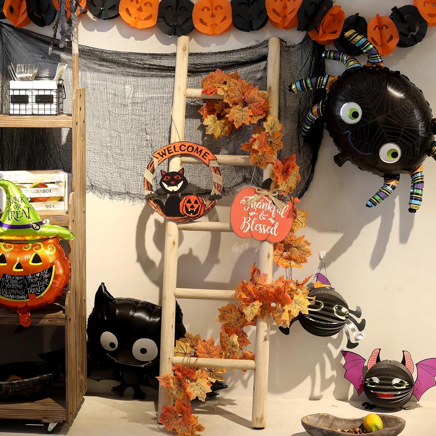 57In Wood Blanket Ladder Living Room Decorative Wall Leaning Farmhouse Quilt Display Holder Rustic Wooden Towel Rack for Bathroom, Unfinished